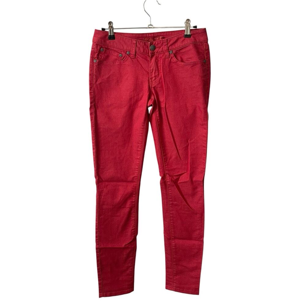 Prana 0 / 25 Jeans Red Slim Leg Low Rise Organic Cotton Stretch Basic